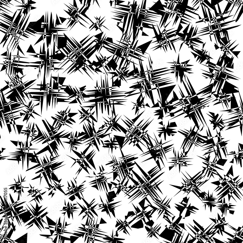 Leinwandbilder Geometric pattern of chaotic random shapes. Rough edgy texture.  Abstract monochrome background, abstract texture. Rough geometric art.