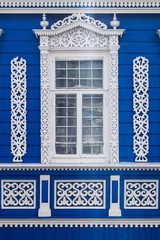 Carved window decoration, patterns on old house, Gorodets, Russia