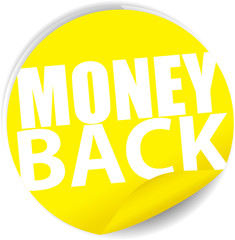 Money back yellow Label, Sign, stickers and symbol.