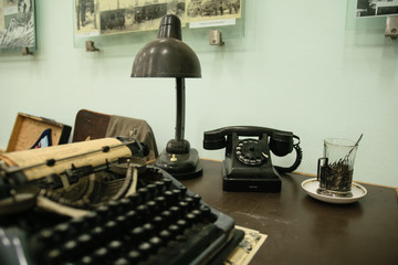 Vintage equipment of secretary table