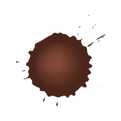Set of chocolate drop circle or blots on white background