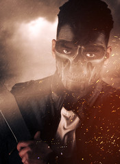 Warrior with a robotic mask 