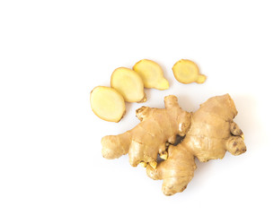 Fototapeta premium Fresh ginger on white background,raw material for cooking