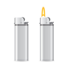 Gas lighter empty mock up set. Vector illustration
