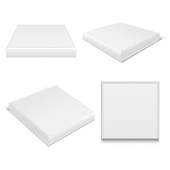 Realistic Template Blank White Package Pizza Boxes. Vector