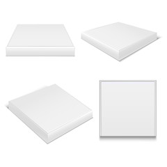 Realistic Template Blank White Package Pizza Boxes. Vector