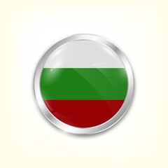 Round button national flag of Bulgaria with the reflection of light and shadow. Icon country. Realistic vector illustration.