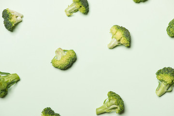 Modern style of the Broccoli isolated on green background.