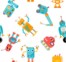Estores personalizados infantiles con tu foto Cute robots seamless pattern