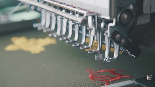 Machine embroidery is an embroidery process whereby a sewing machine or embroidery machine is used to create patterns on textiles. Textile: Industrial Embroidery Machine. Sewing equipment, loom.