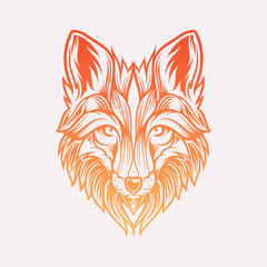Abstract head fox hand draw