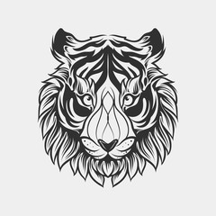 Fototapeta premium Abstract head tiger hand draw