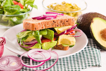 Veggie toast with avocado.