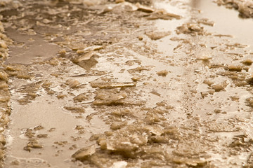winter ice on the ground as a background
