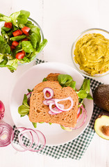 Veggie toast with avocado.