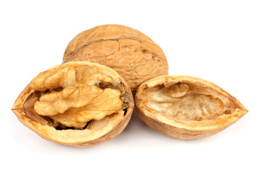 Walnuts isolated on white background