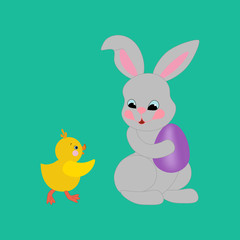Easter rabbit and chicken