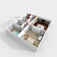 3d rendering furnished home apartment