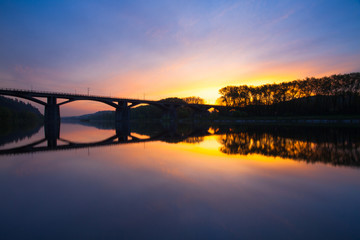Fototapeta premium Branik bridge at sunrise. Prague, Czech Republic