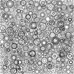 Abstract background from different circles. Random linear spheres. Vector illustration