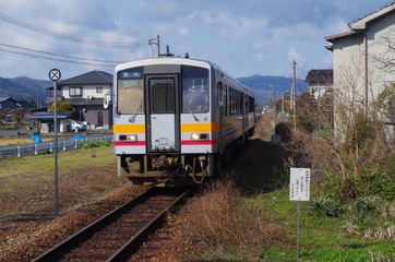 Fototapeta na wymiar 姫新線のディーゼルカー
