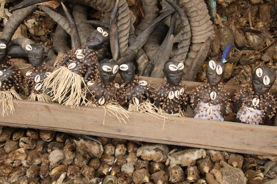 Voodoo Dolls, Akodessawa Fetish Market, Lomé, Togo / This market is located in Lomé, the capital of Togo in West Africa and is is largest voodoo market in the world.
