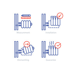 Obraz premium Heating radiator repair, tube connection, renovation concept