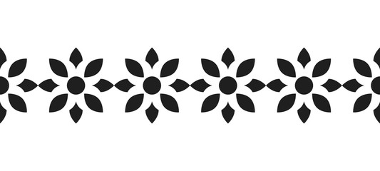 Fototapeta na wymiar Border of black flowers for decoration, scrapbooking, greeting cards. Vector illustration