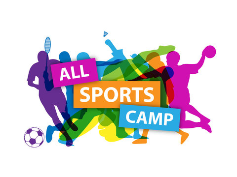 ALL SPORTS CAMP Banner with sports silhouettes