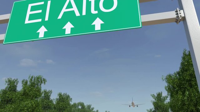 Airplane arriving to El Alto airport. Travelling to Bolivia conceptual 4K animation