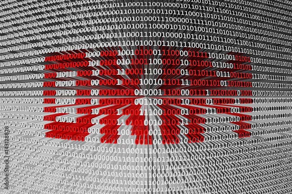 Poster dkim in the form of binary code, 3d illustration