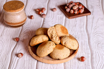 homemade oat cookie with honey and hazelnut