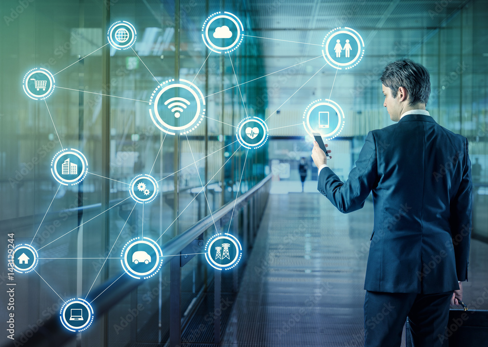 Leinwandbilder Internet of Things concept. Wireless Communication Network. Information Communication Technology. abstract image visual.