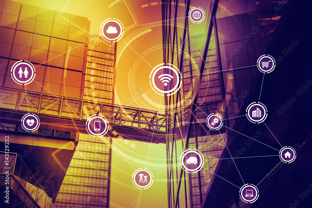 Leinwandbilder Internet of Things concept. Wireless Communication Network. Information Communication Technology. abstract image visual.