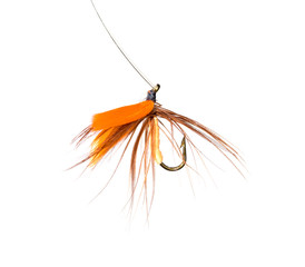 fly for fishing on a white background