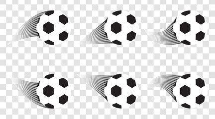 Fototapeta na wymiar Set of Soccer balls. Football shot. Goal. Sport vector design template.