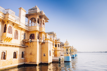 The majestic lake Pichola, travel destination in Rajasthan, Udaipur  city, India