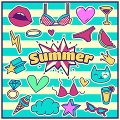 Naklejka premium Fashion Summer Patch Badges