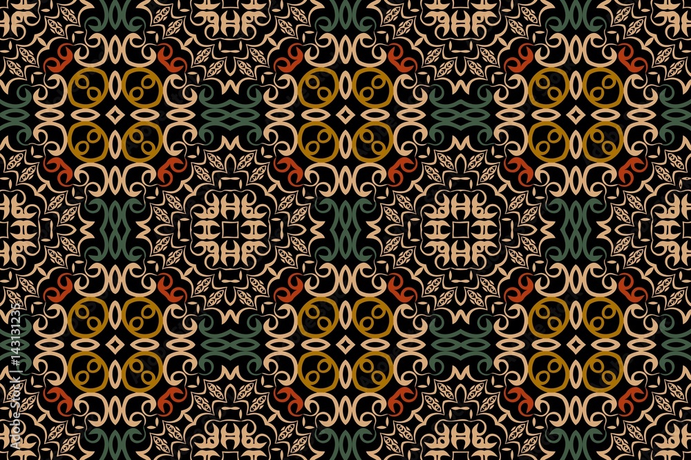 Poster abstract background medieval symmetrical colored pattern baroque elements
