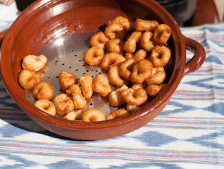 Fine made majorcan doughnuts called bunjols