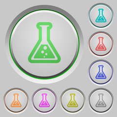 Flask with liquid push buttons