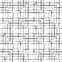 Abstract grunge black squares seamless pattern on white background. Abstract vector wallpaper. Freehand texture. Can be used for graphic design, patterns, packaging, clothing, printing on surfaces. 