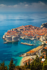 Naklejka premium Dubrovnik, Croatia. Beautiful romantic old town of Dubrovnik during sunny day, Croatia,Europe.