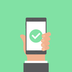 Smartphone with hand vector