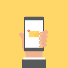 Smartphone with hand vector