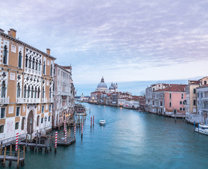 Evening light on buildings along Grand Canal,Venice.