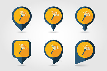 Fototapeta premium Garden rake flat vector pin map icon