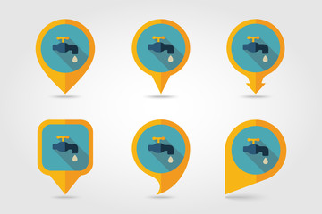 Faucet flat vector pin map icon