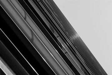 black and white abstract photo of an office building details