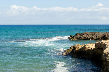 Fototapeta na wymiar Rocky beach with sea views